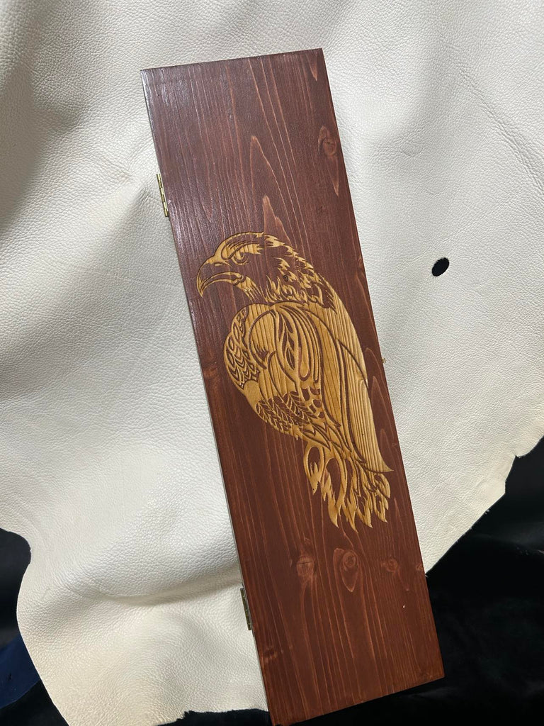 Wooden Feather Carrier (E) - Sitting Eagle