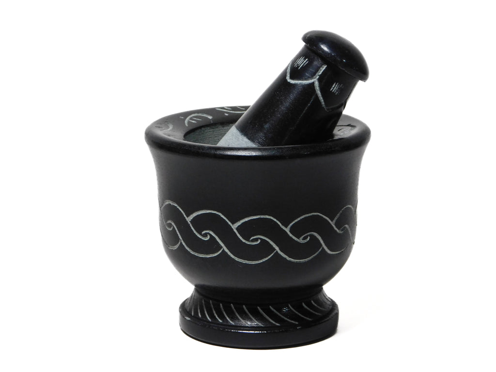 Mortar & Pestle - Celtic Knot (Black Soapstone) 3" x 3"