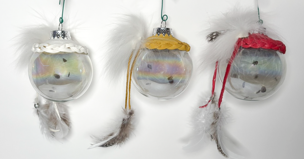 Christmas Ornaments - Leather with Milkweed (1 pc)