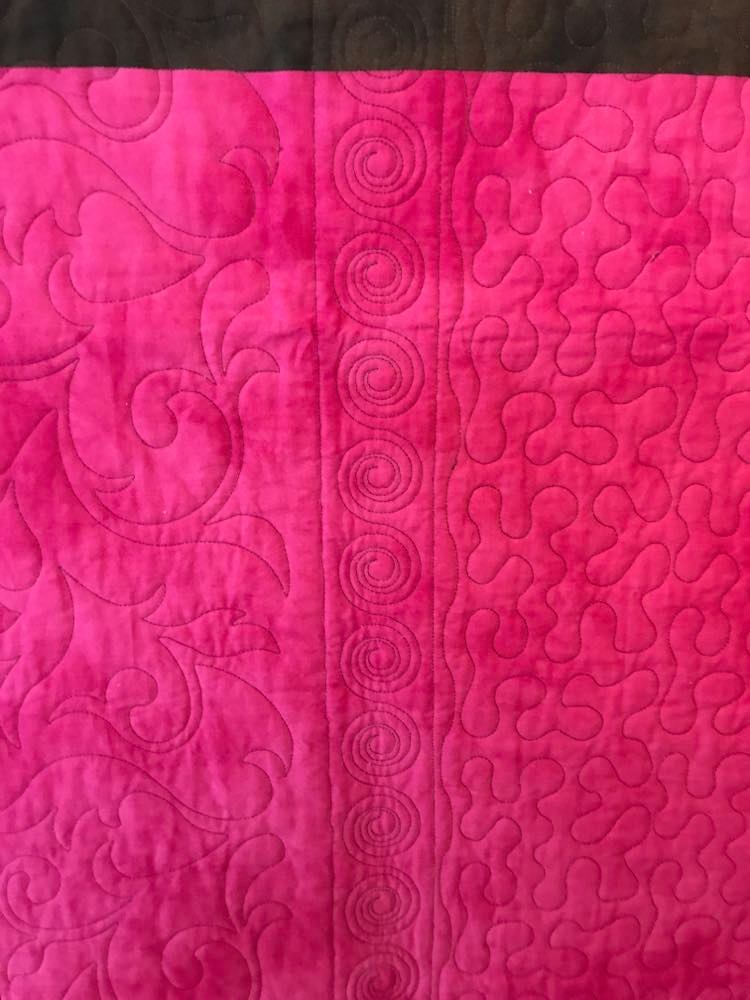 Quilted Throw - "Rosy Petals" (Pink & Brown)