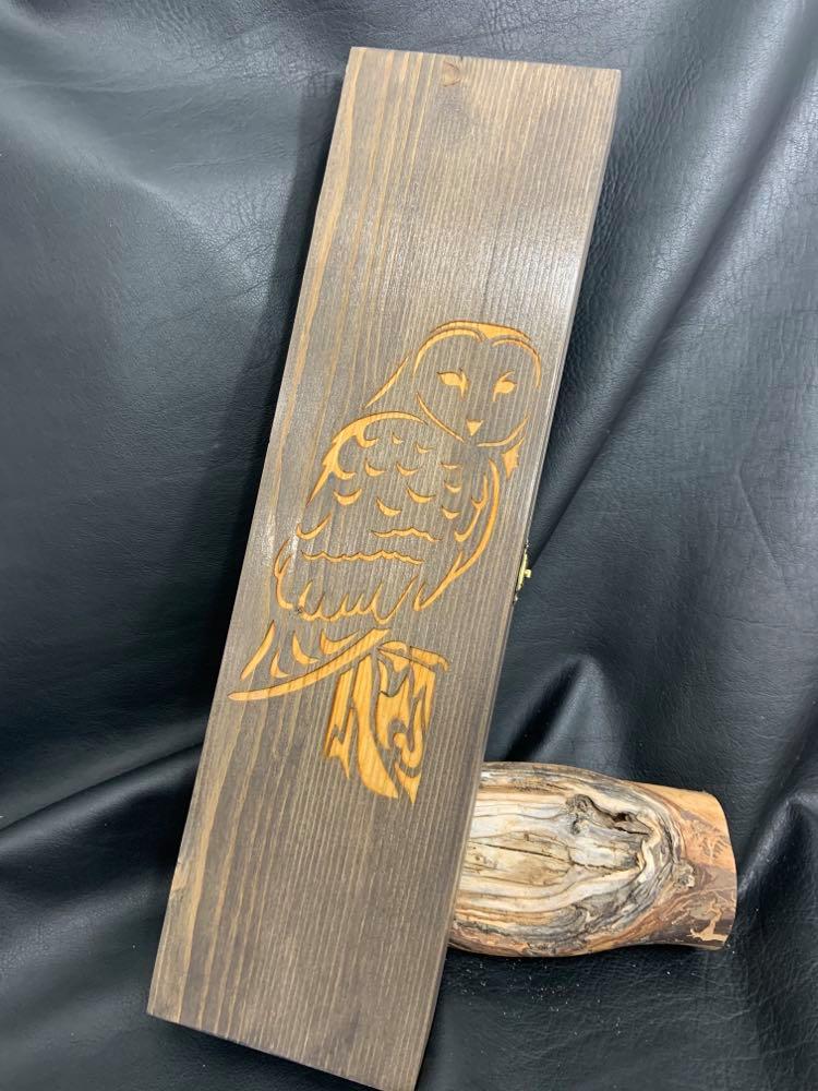 Wooden Feather Carrier (E) -  Owl