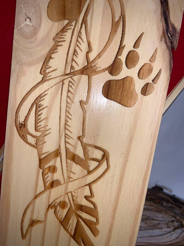 Wooden Feather Carrier (E) - Feather/Paws