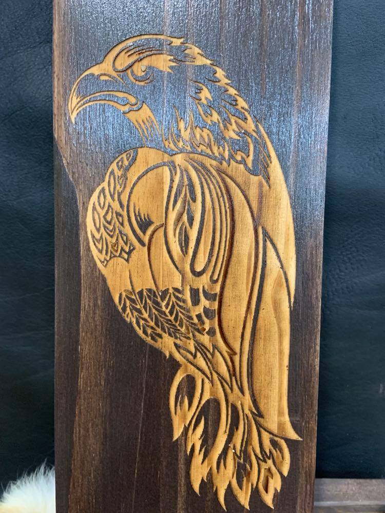 Wooden Feather Carrier (E) - Sitting Eagle