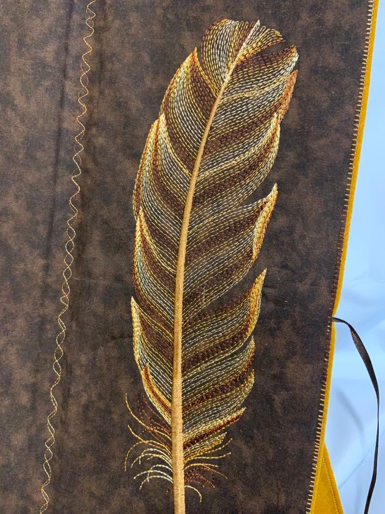 Cloth Feather Carrier - Embroidered Feathers