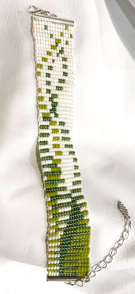 Beaded Bracelet - White & Green