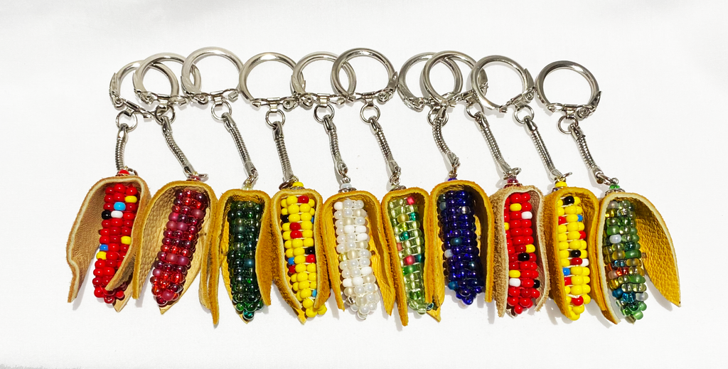 Beaded Corn Cob Keychains - by Louise Vien