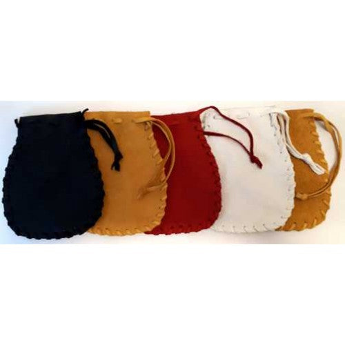 Pouches - leather (Deer hide) medicine bag, hand-stitched 15x13 cm (6"x5") - 1 pouch