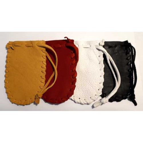 Pouches - leather (Deer hide) medicine bag, hand-stitched 10x6.5 cm (4"x2.5") - 1 pouch