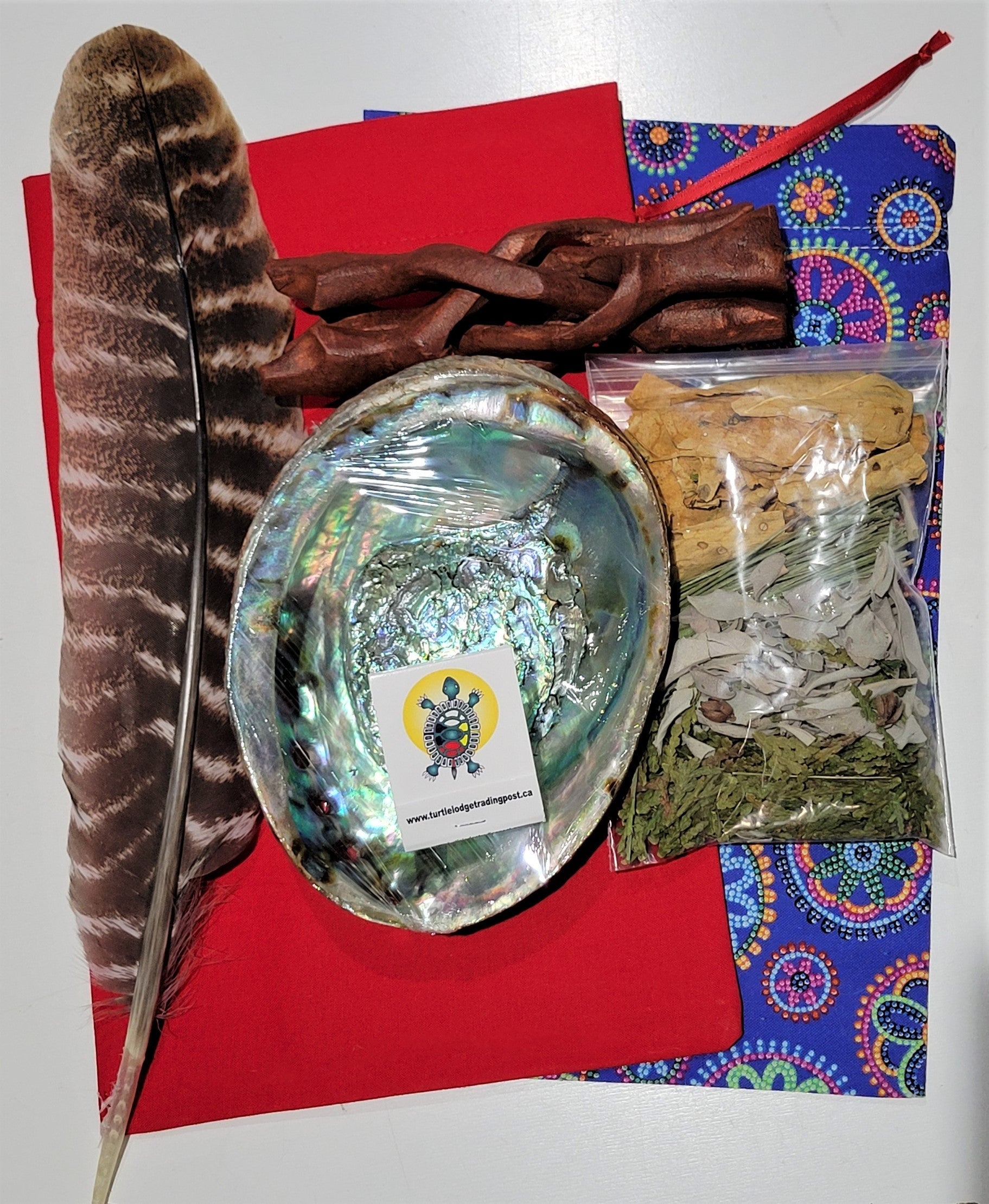 Turtle Shell Smudge Smudge Bundle *DELUXE* *FOUR MEDICINES* – Turtle Lodge Trading Post Inc