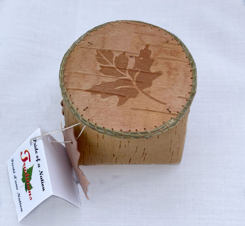 Birch Bark Basket 3.5"- Maple Leaf